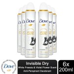 Dove Advanced Care AP Antiperspirant Spray, 200ml (Buy 6 Bottles - Invisible Dry)